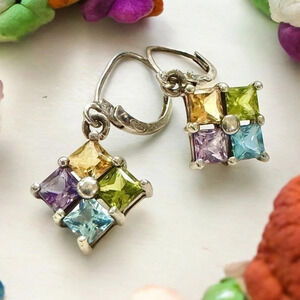 Designer Multicolored Gemstone Dangle Earrings